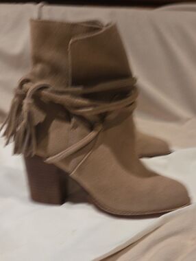 Aldo Taupe Fringe Suede Ankle Boots